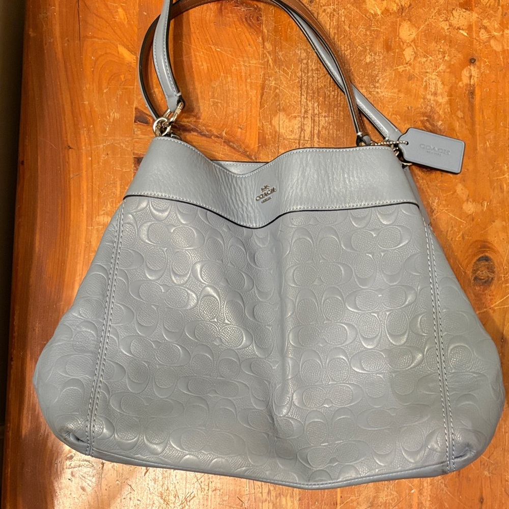 Coach Light Blue Embossed Shoulder Bag